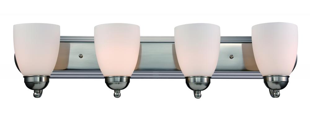Clayton Reversible Mount, 4-Light Armed Vanity Wall Light, with Glass Bell Shades