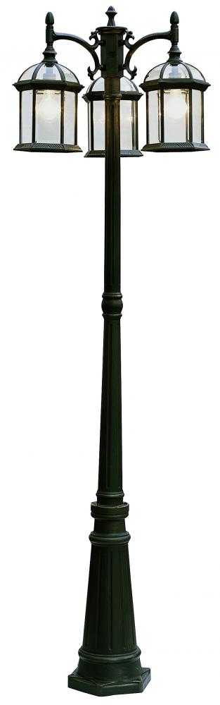 Wentworth 79-In. Atrium Style, 3-Light, 3-Shade Complete Lamp Post Set