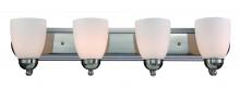 Trans Globe 3504-1 BN - Clayton Reversible Mount, 4-Light Armed Vanity Wall Light, with Glass Bell Shades