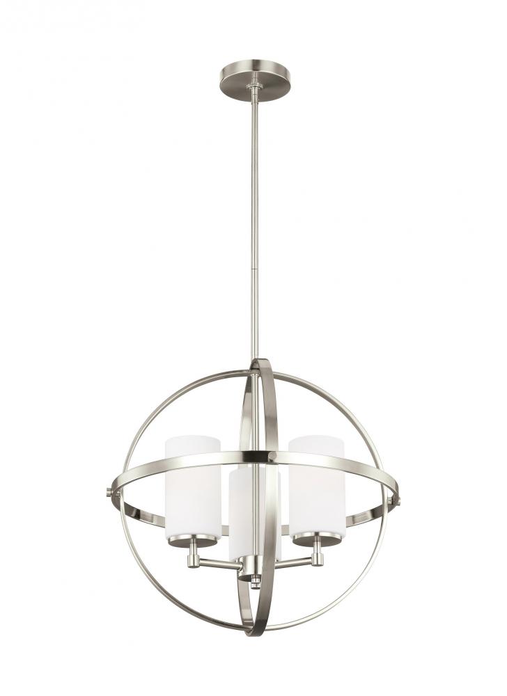 Alturas contemporary 3-light LED indoor dimmable ceiling chandelier pendant light in brushed nickel