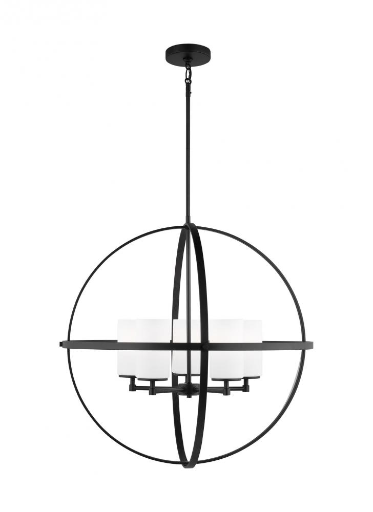 Alturas indoor dimmable 5-light single tier chandelier in midnight black finish with spherical steel