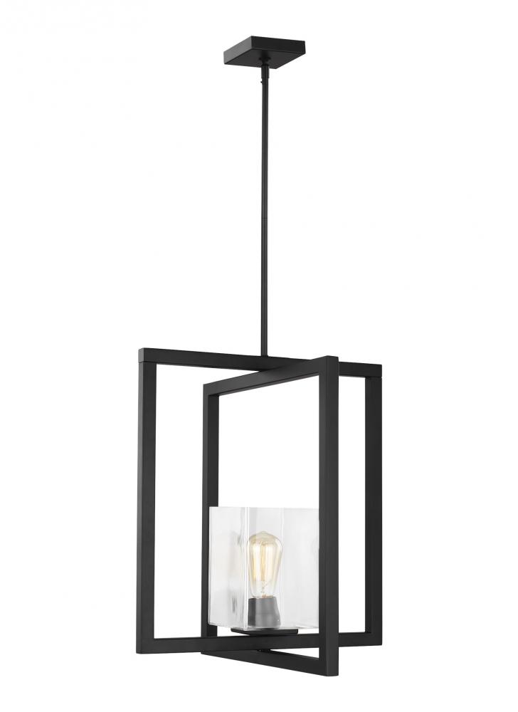 Mitte transitional 1-light indoor dimmable ceiling hanging single pendant light in midnight black fi