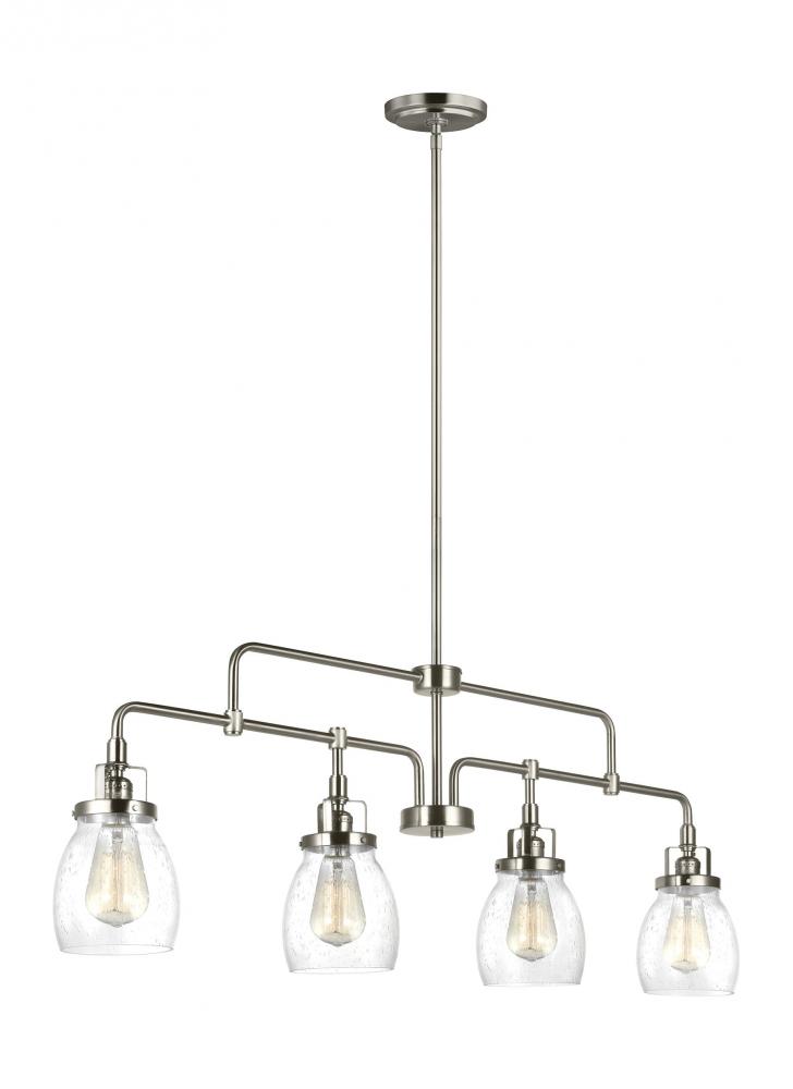 Belton transitional 4-light indoor dimmable linear ceiling chandelier pendant light in brushed nicke