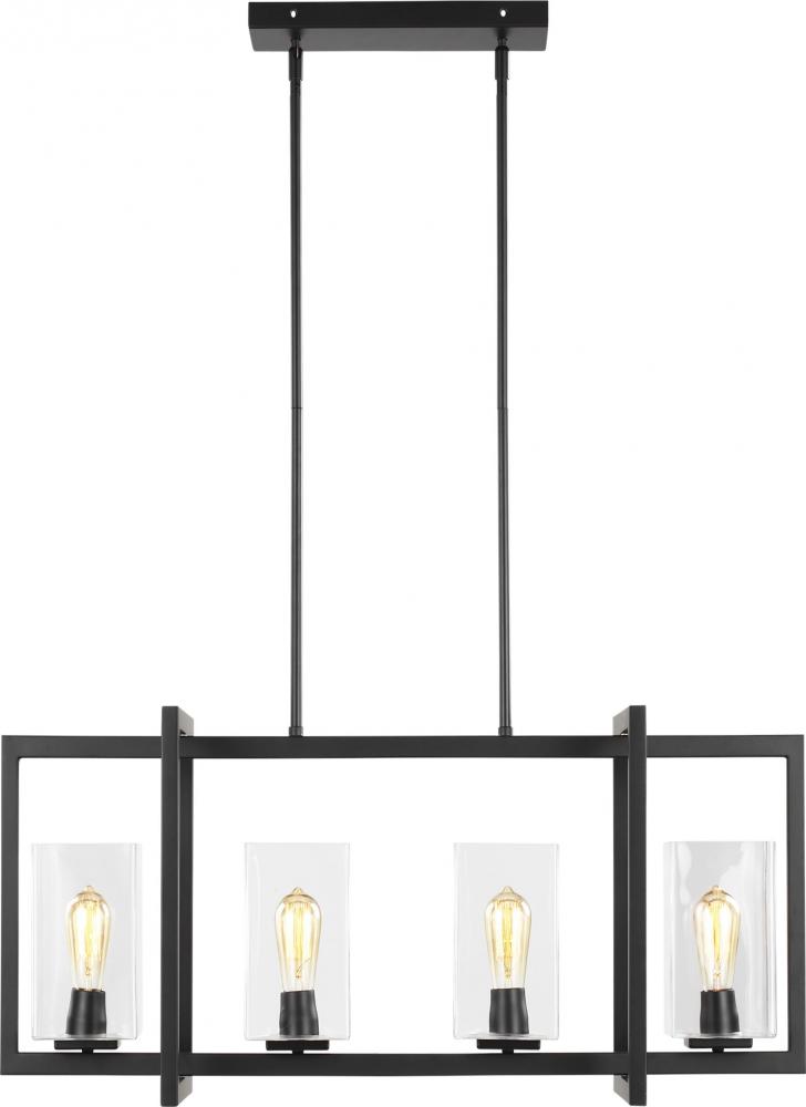 Mitte transitional 4-light indoor dimmable linear island ceiling pendant hanging chandelier light in