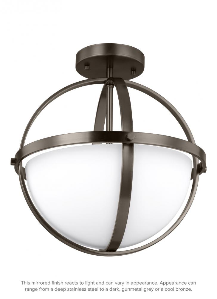 Alturas contemporary 2-light indoor dimmable ceiling semi-flush mount in brushed oil rubbed bronze f