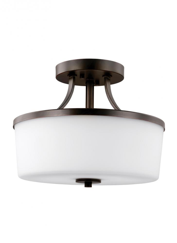 Hettinger transitional 2-light LED indoor dimmable ceiling flush mount in  bronze finish with etched 7739102EN3-710 Living Lighting Oakville