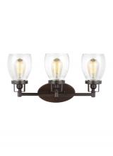 Generation Lighting 4414503-710 - Belton transitional 3-light indoor dimmable bath vanity wall sconce in bronze finish with clear seed