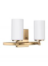 Generation Lighting 4424602-848 - Alturas contemporary 2-light indoor dimmable bath vanity wall sconce in satin brass gold finish with
