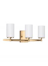 Generation Lighting 4424603-848 - Alturas contemporary 3-light indoor dimmable bath vanity wall sconce in satin brass gold finish with