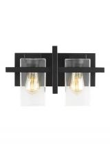 Generation Lighting 4441502-112 - Mitte transitional 2-light indoor dimmable bath vanity wall sconce in midnight black finish with cle