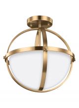 Generation Lighting 7724602-848 - Alturas contemporary 2-light indoor dimmable ceiling semi-flush mount in satin brass gold finish wit