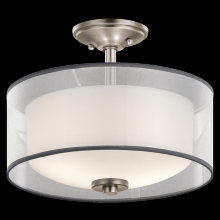 Kichler 43154AP - Tallie 13.5" 2 Light Semi Flush with Satin Etched White Inner Diffuser and White Translucent Org