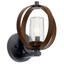 Kichler 59065AUB - The Grand Bank™ 10" 1 Light Outdoor Wall Light Auburn Stained Wood and Distressed Black Metal