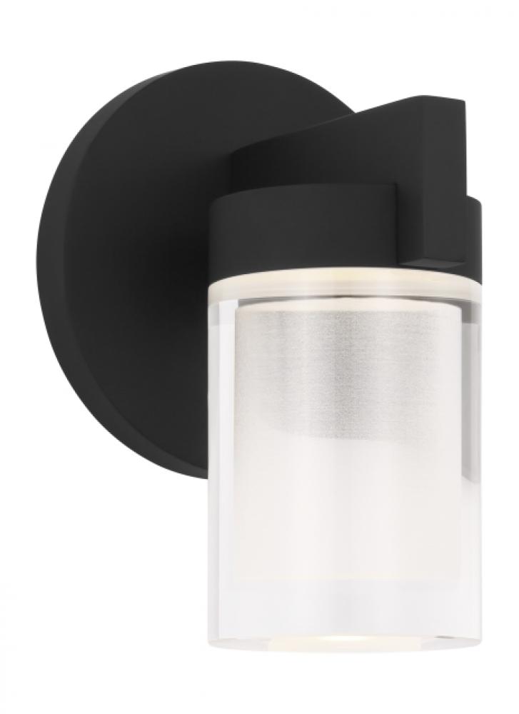 The Esfera Small Damp Rated 1-Light Integrated Dimmable LED Wall Sconce in Nightshade Black