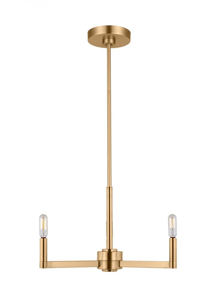 Fullton modern 3-light LED indoor dimmable chandelier in satin brass gold finish