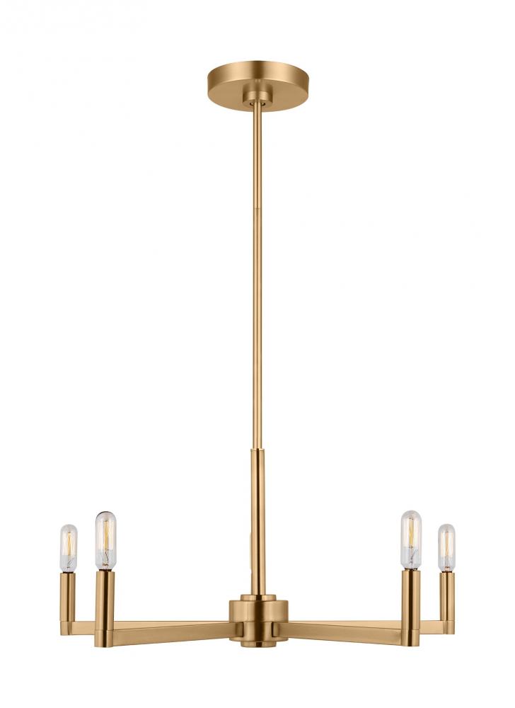 Fullton modern 5-light LED indoor dimmable chandelier in satin brass gold finish