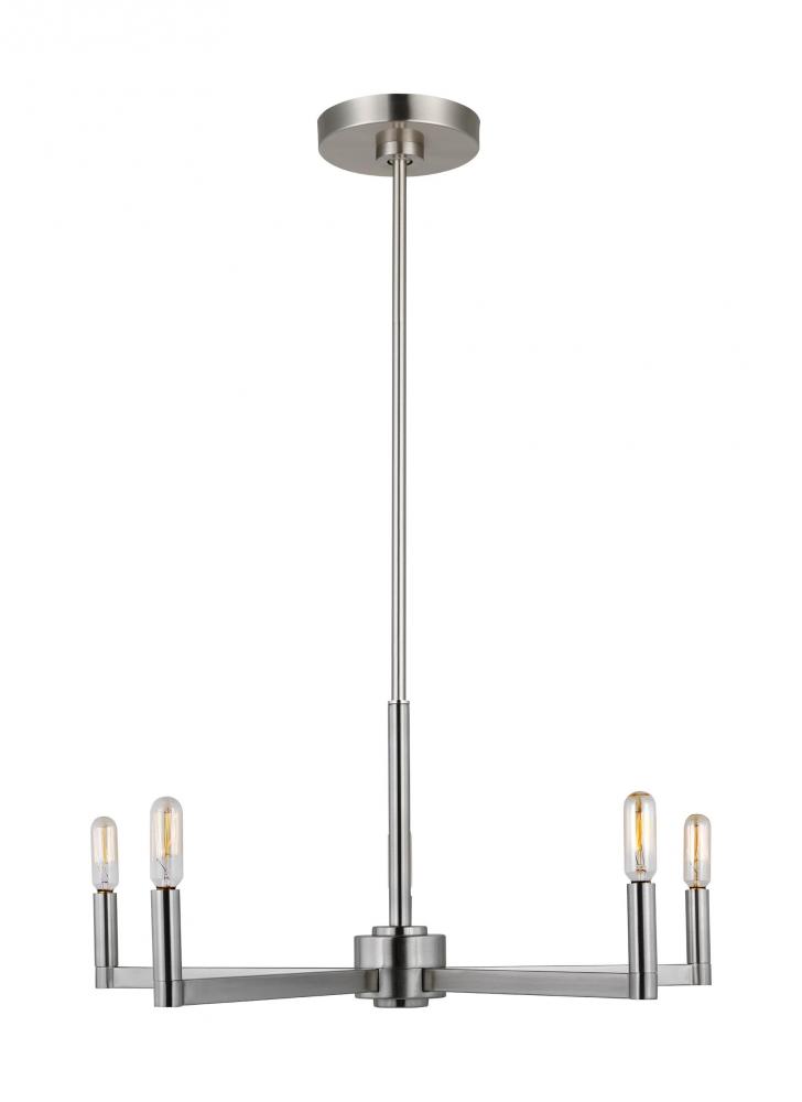 Fullton modern 5-light LED indoor dimmable chandelier in brushed nickel finish