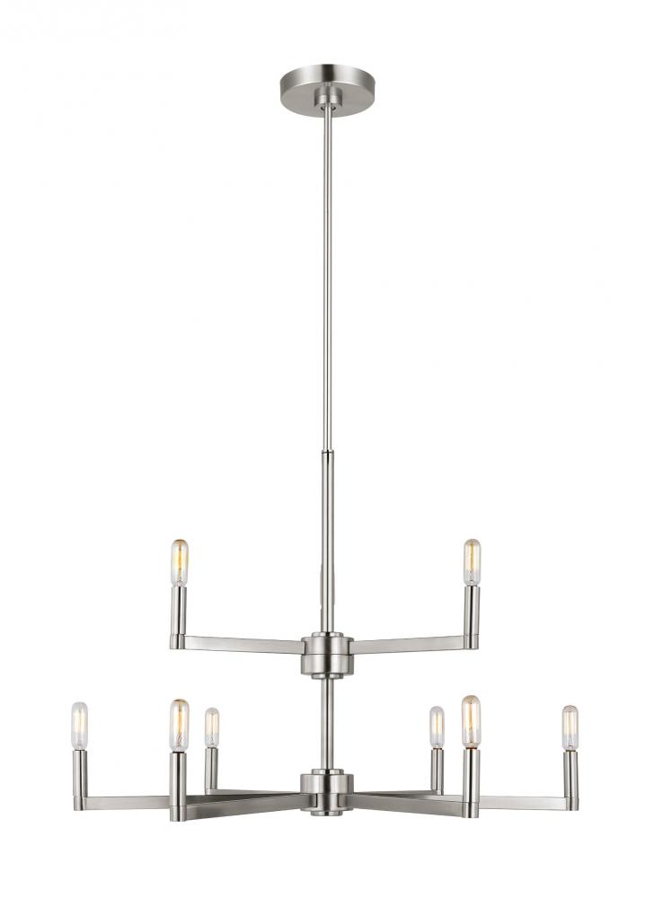 Fullton modern 9-light indoor dimmable chandelier in brushed nickel finish