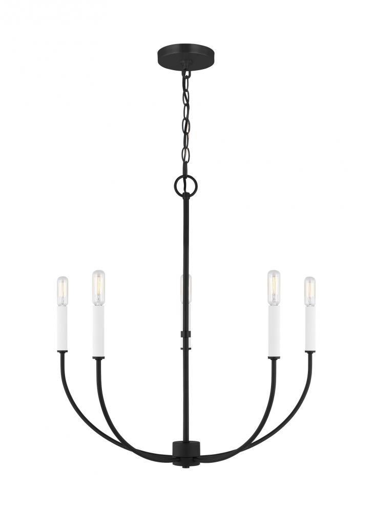 Greenwich modern farmhouse 5-light LED indoor dimmable chandelier in midnight black finish