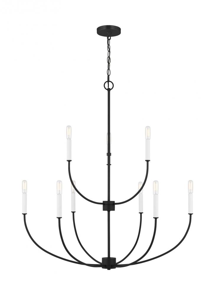 Greenwich modern farmhouse 9-light indoor dimmable chandelier in midnight black finish