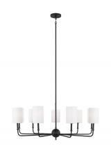 Visual Comfort & Co. Studio Collection 3109309-112 - Foxdale transitional 9-light indoor dimmable chandelier in midnight black finish with white linen fa