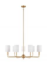 Visual Comfort & Co. Studio Collection 3109309EN-848 - Foxdale transitional 9-light LED indoor dimmable chandelier in satin brass gold finish with white li