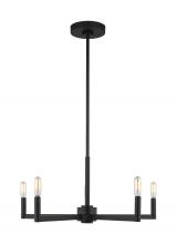 Visual Comfort & Co. Studio Collection 3164205-112 - Fullton modern 5-light indoor dimmable chandelier in midnight black finish
