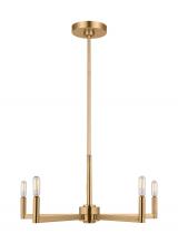 Visual Comfort & Co. Studio Collection 3164205EN-848 - Fullton modern 5-light LED indoor dimmable chandelier in satin brass gold finish