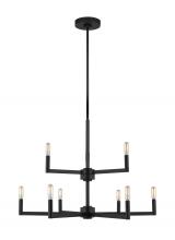 Visual Comfort & Co. Studio Collection 3164209EN-112 - Fullton modern 9-light LED indoor dimmable chandelier in midnight black finish