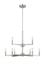 Visual Comfort & Co. Studio Collection 3164209EN-962 - Fullton modern 9-light LED indoor dimmable chandelier in brushed nickel finish