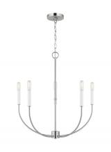 Visual Comfort & Co. Studio Collection 3167105-962 - Greenwich modern farmhouse 5-light indoor dimmable chandelier in brushed nickel silver finish