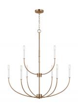 Visual Comfort & Co. Studio Collection 3167109-848 - Greenwich modern farmhouse 9-light indoor dimmable chandelier in satin brass gold finish