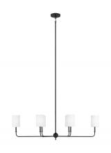 Visual Comfort & Co. Studio Collection 3609306-112 - Foxdale transitional 6-light indoor dimmable linear chandelier in midnight black finish with white l