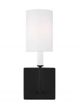 Visual Comfort & Co. Studio Collection 4167101EN-112 - Greenwich modern farmhouse 1-light LED indoor dimmable bath vanity wall sconce in midnight black fin