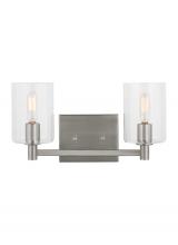Visual Comfort & Co. Studio Collection 4464202-962 - Fullton modern 2-light indoor dimmable bath vanity wall sconce in brushed nickel finish