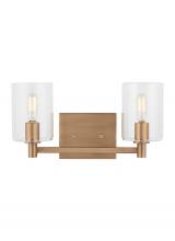 Visual Comfort & Co. Studio Collection 4464202EN-848 - Fullton modern 2-light LED indoor dimmable bath vanity wall sconce in satin brass gold finish