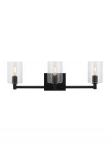 Visual Comfort & Co. Studio Collection 4464203-112 - Fullton modern 3-light indoor dimmable bath vanity wall sconce in midnight black finish