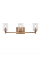 Visual Comfort & Co. Studio Collection 4464203-848 - Fullton modern 3-light indoor dimmable bath vanity wall sconce in satin brass gold finish