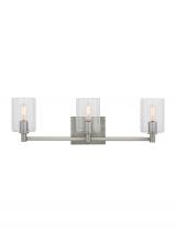 Visual Comfort & Co. Studio Collection 4464203-962 - Fullton modern 3-light indoor dimmable bath vanity wall sconce in brushed nickel finish