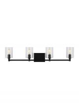 Visual Comfort & Co. Studio Collection 4464204EN-112 - Fullton modern 4-light LED indoor dimmable bath vanity wall sconce in midnight black finish