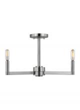 Visual Comfort & Co. Studio Collection 7764203-962 - Fullton modern 3-light indoor dimmable semi-flush mount in brushed nickel