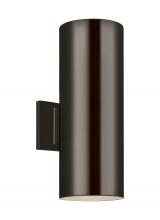 Visual Comfort & Co. Studio Collection 8313802-10 - Outdoor Cylinders transitional 2-light outdoor exterior small wall lantern sconce in bronze finish w