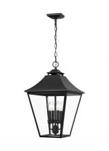 Visual Comfort & Co. Studio Collection OL14408TXB - Galena Traditional 4-Light Outdoor Exterior Small Pendant Ceiling Hanging Lantern Light