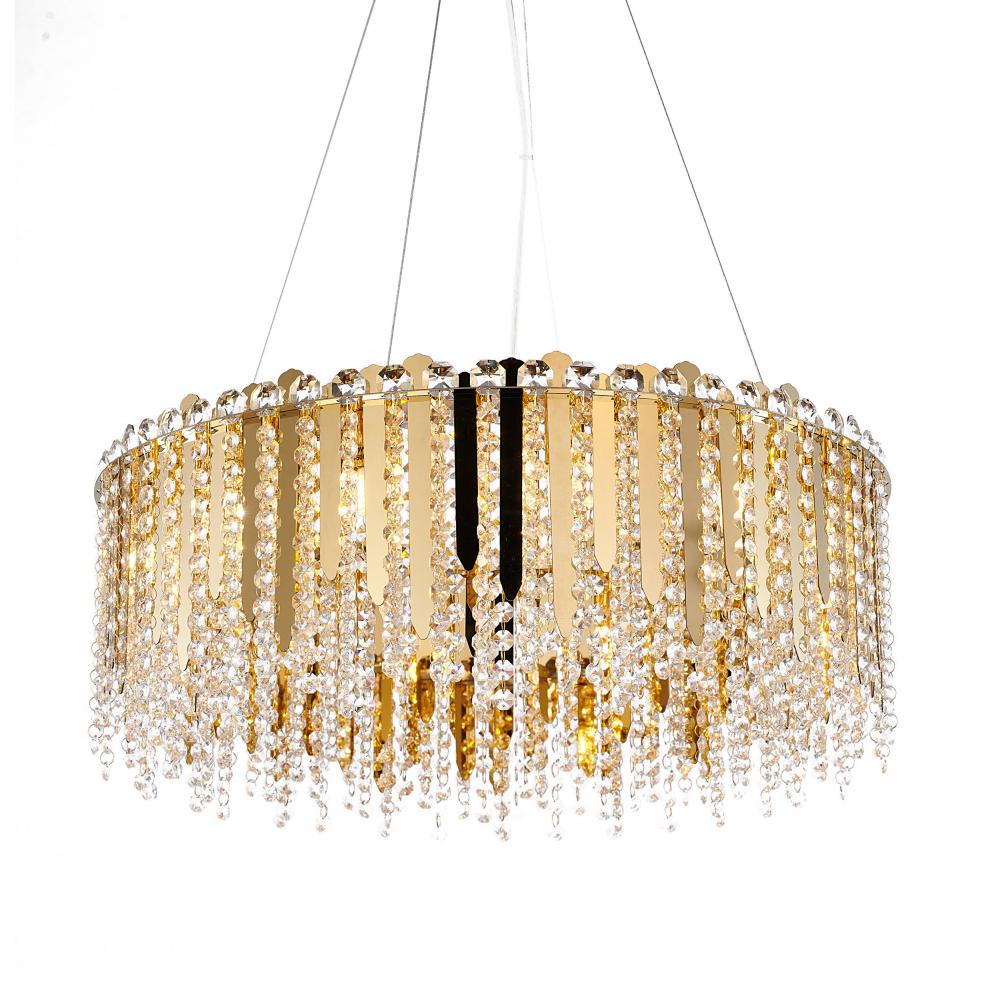 Stainless Steel and Crystal Chandelier